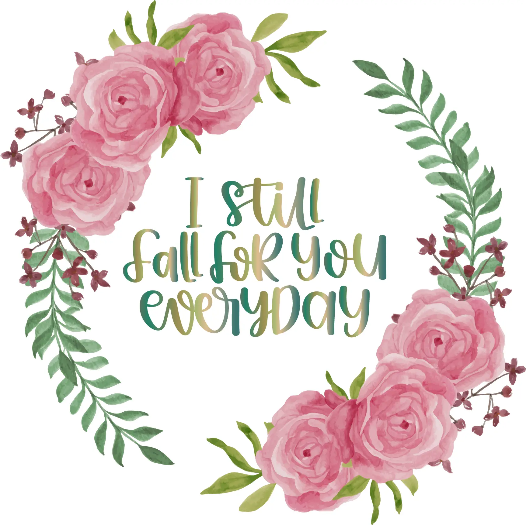 Romantic Floral Wreath with Pink Roses