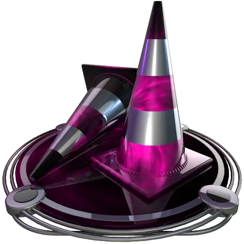 Abstract Purple and Metallic Cones