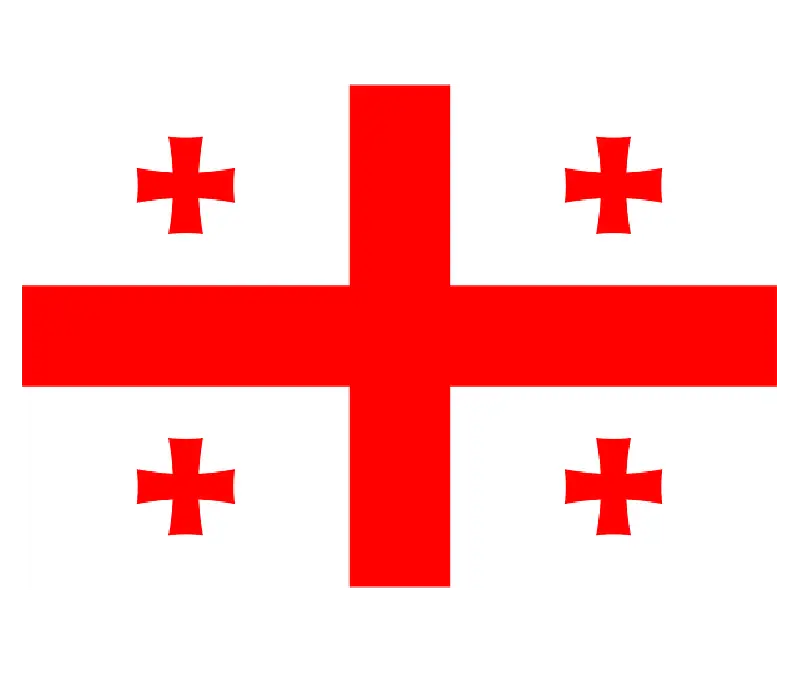 Flag of Georgia with Red Crosses and White Background