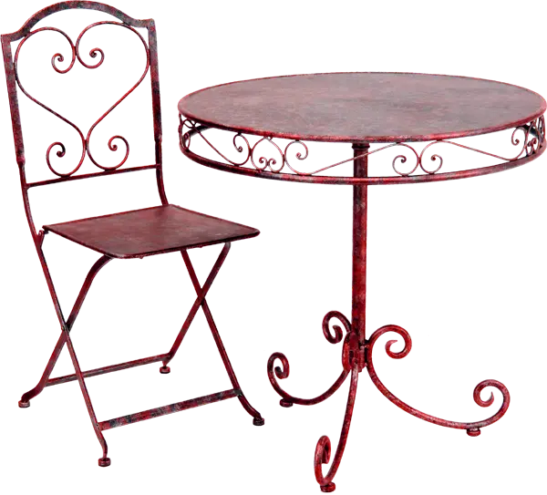 Red Vintage Table and Folding Chair