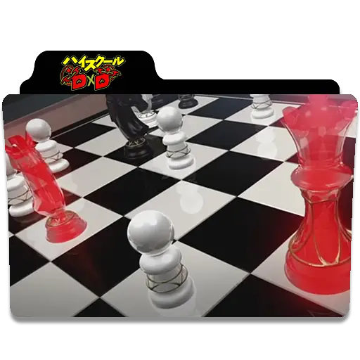 Chessboard with Red and White Pieces