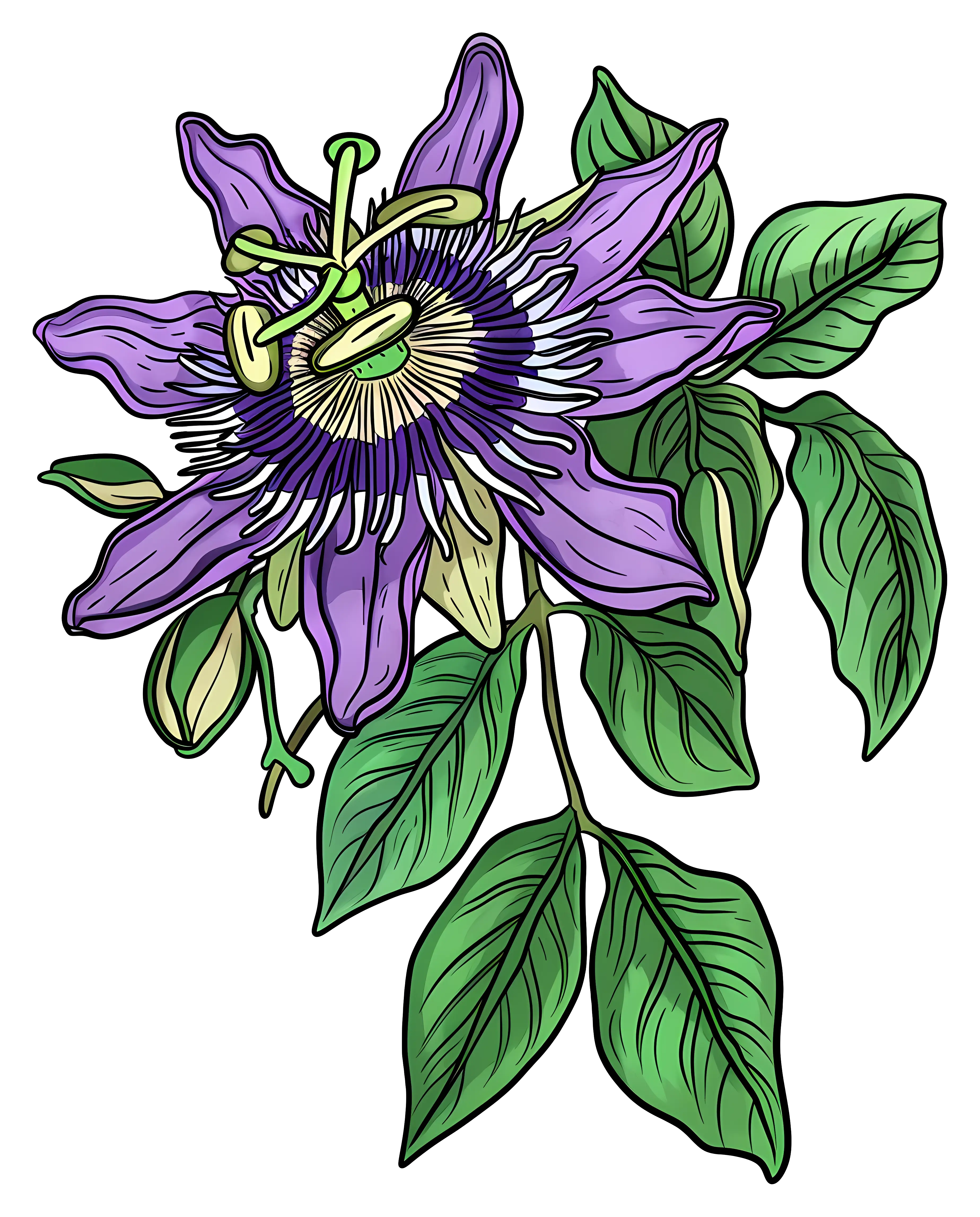 Illustrated Purple Passion Flower