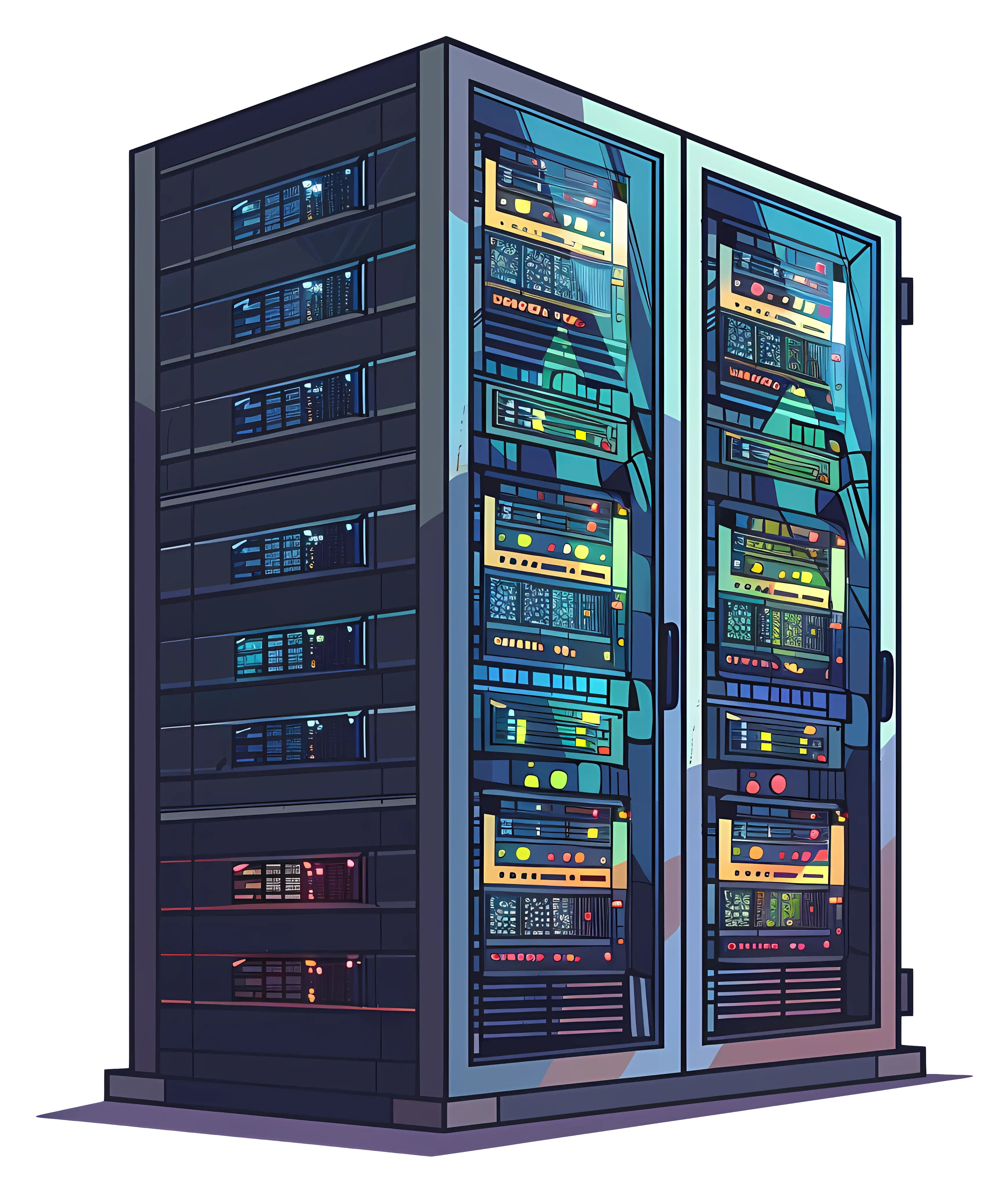 Server Rack with Network Equipment