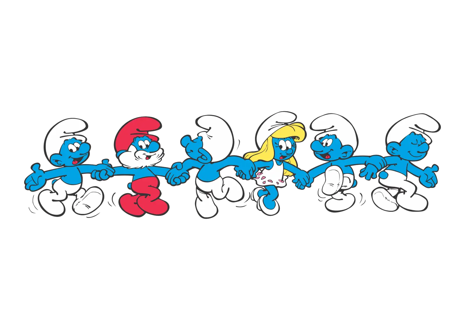 Group of Dancing Blue Cartoon Characters