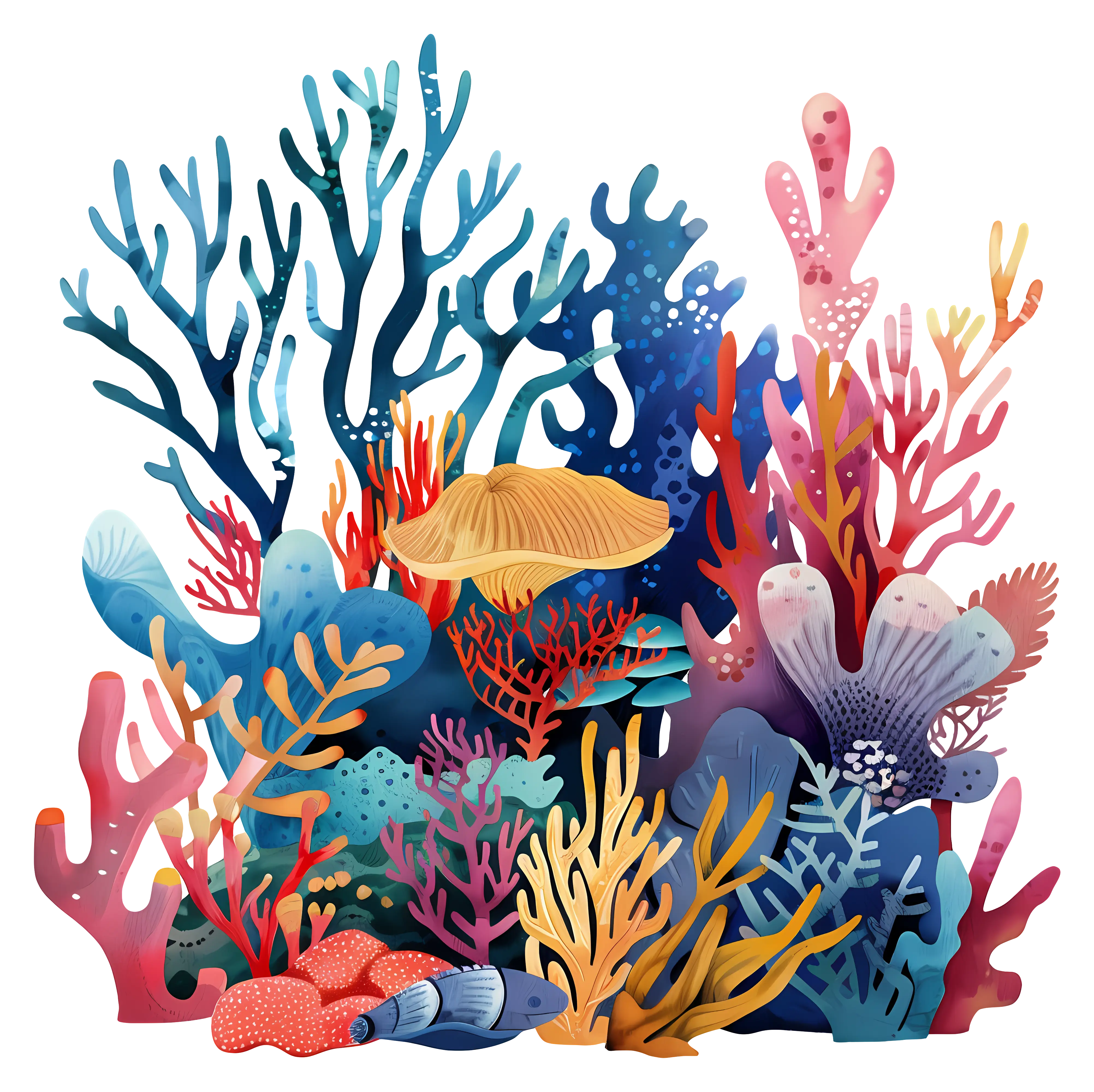 Illustration of Colorful Coral Reef
