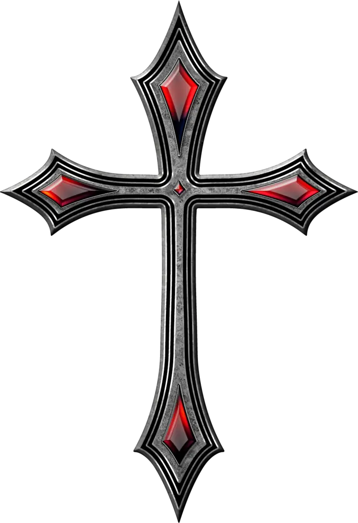 Ornate Red and Silver Cross
