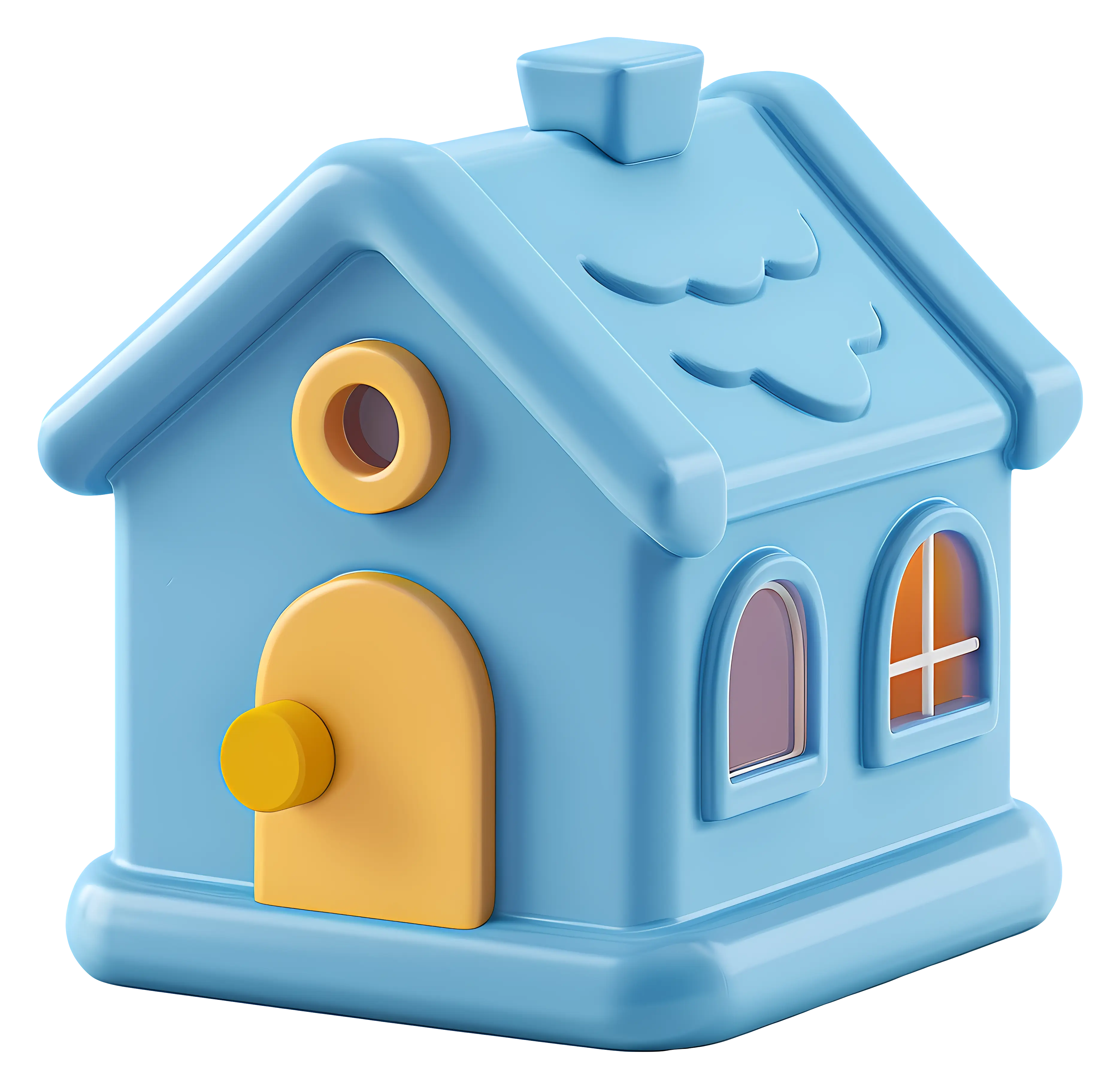 Pastel Blue Toy House with Cute Details