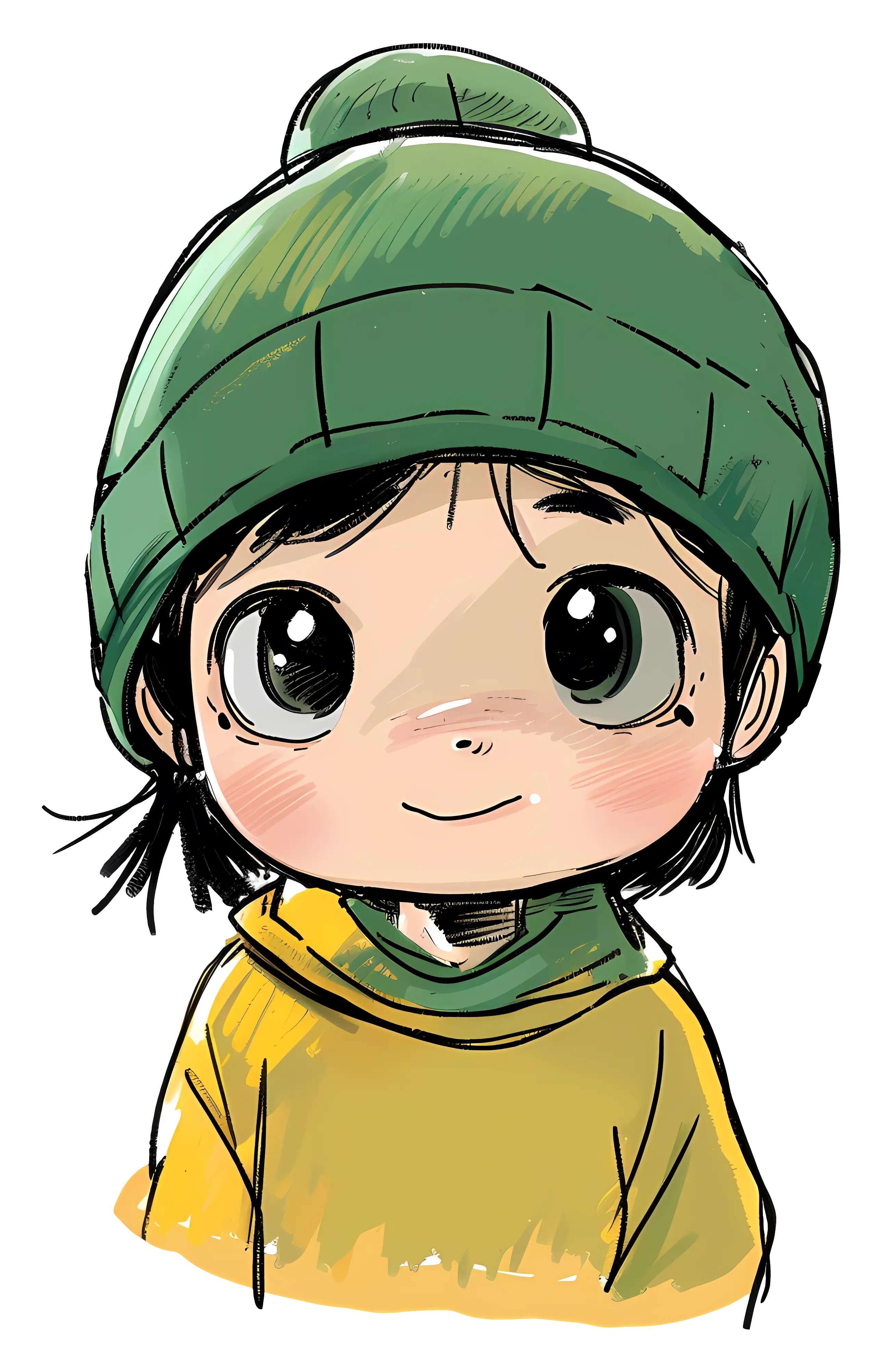 Cute Cartoon Child with Beanie
