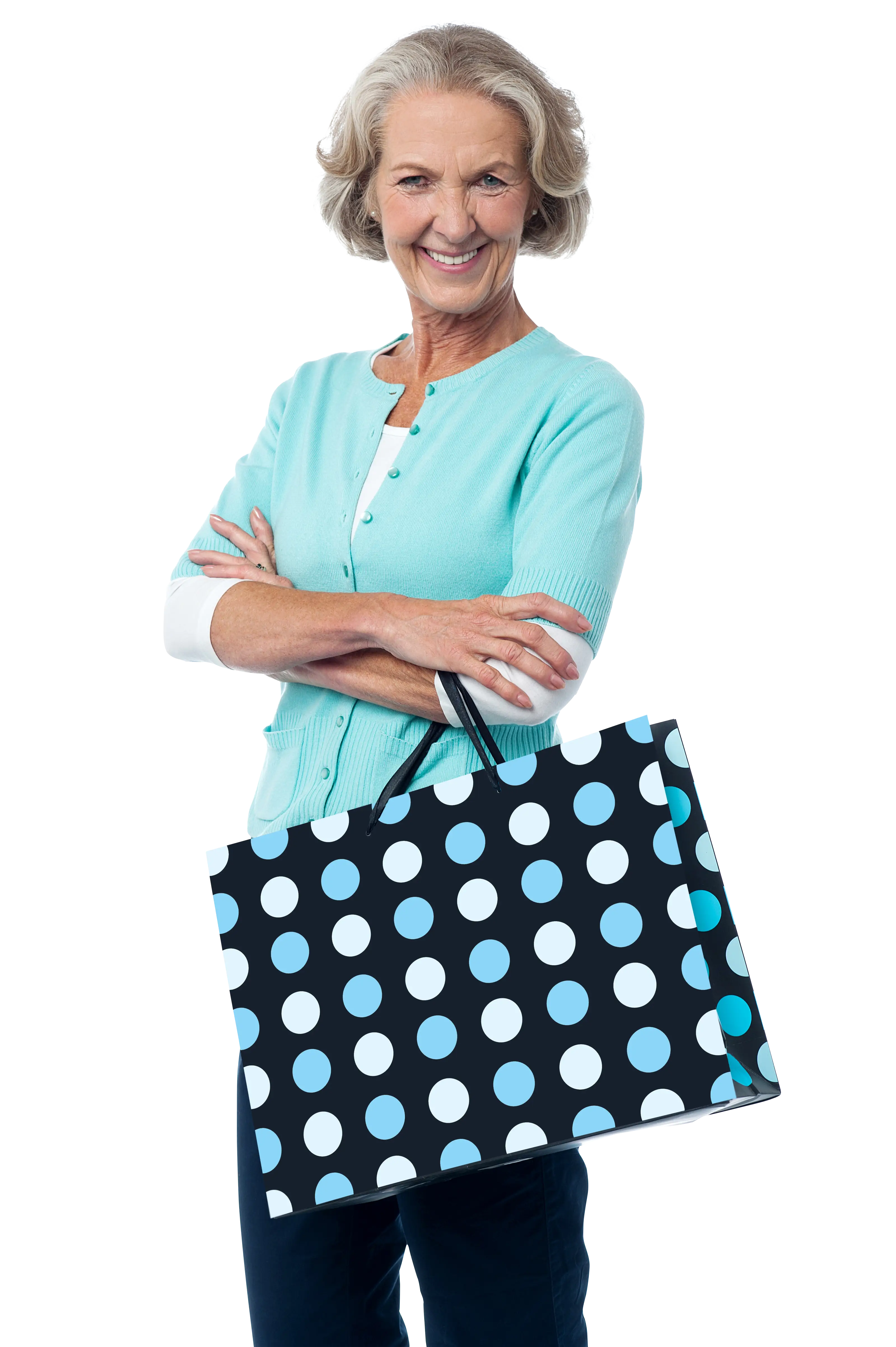 Woman with Polka Dot Shopping Bag