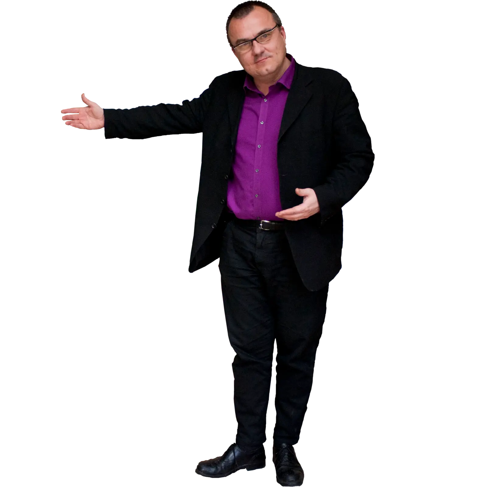 Man Gesturing in Formal Outfit