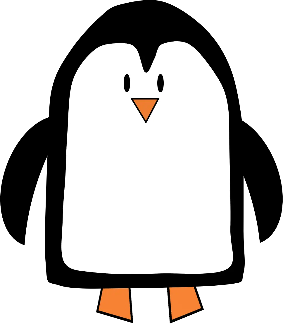 Standing Black and White Penguin Cartoon