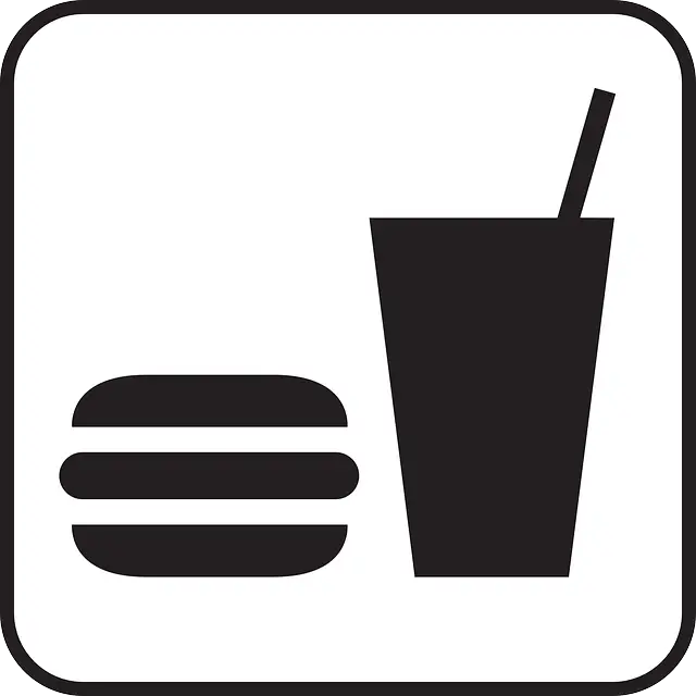 Burger and Drink Icon in Minimalistic Style