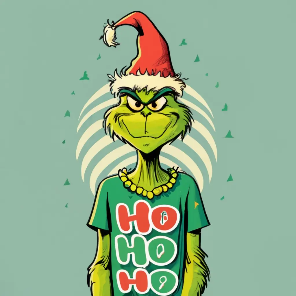 Green Character with Christmas Hat