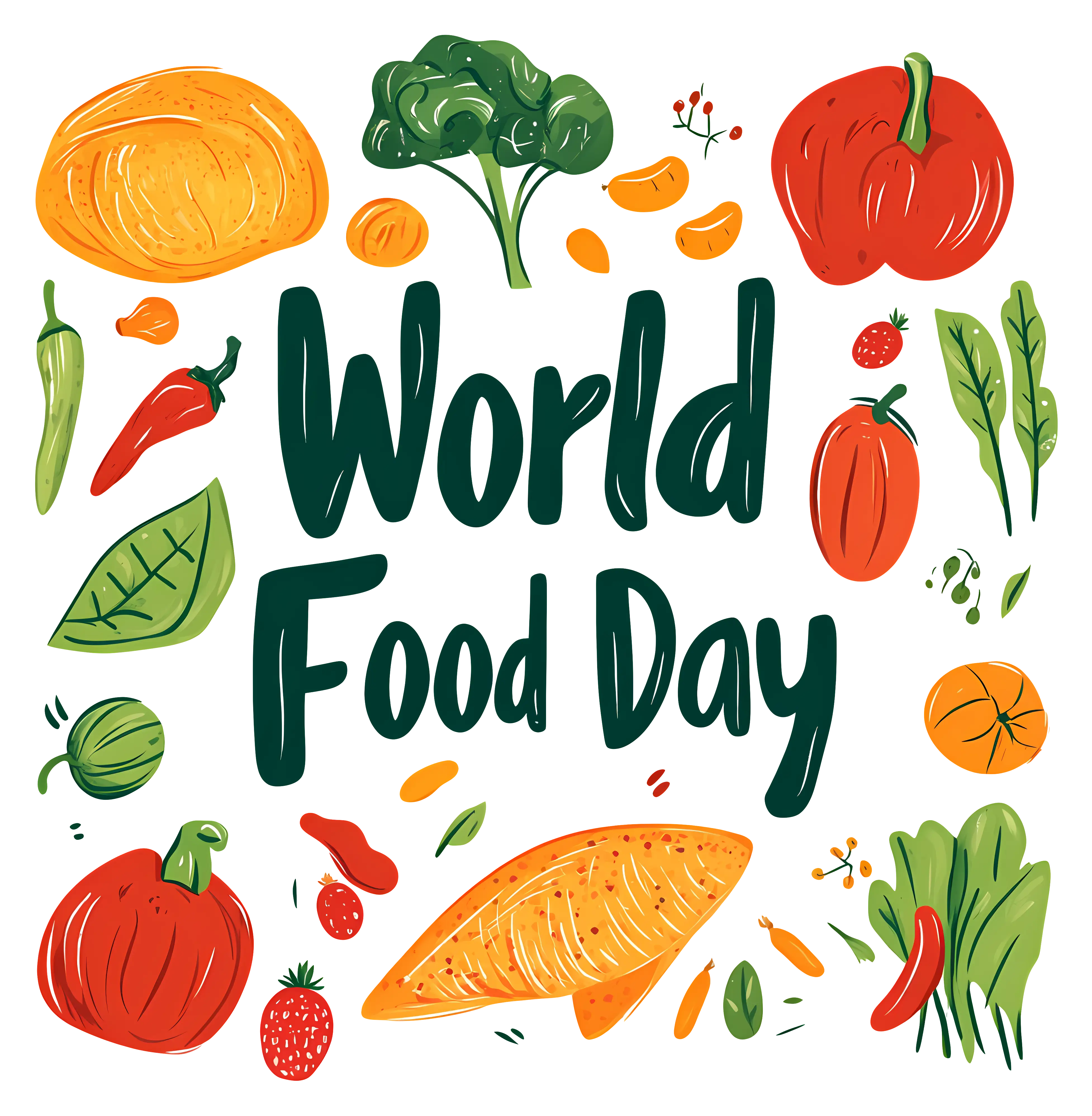 World Food Day Banner with Fruits and Vegetables