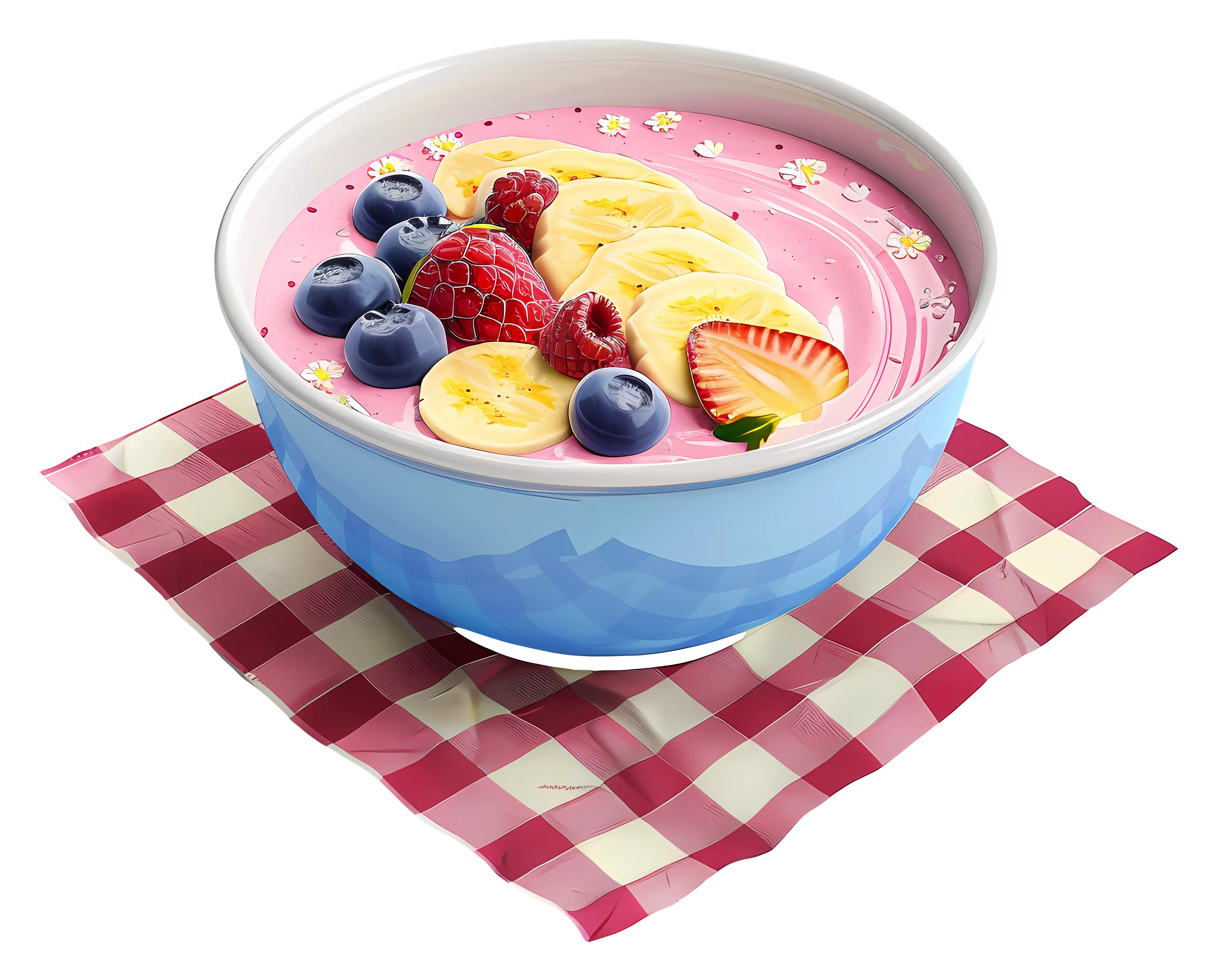 Pink Smoothie Bowl with Fresh Fruits