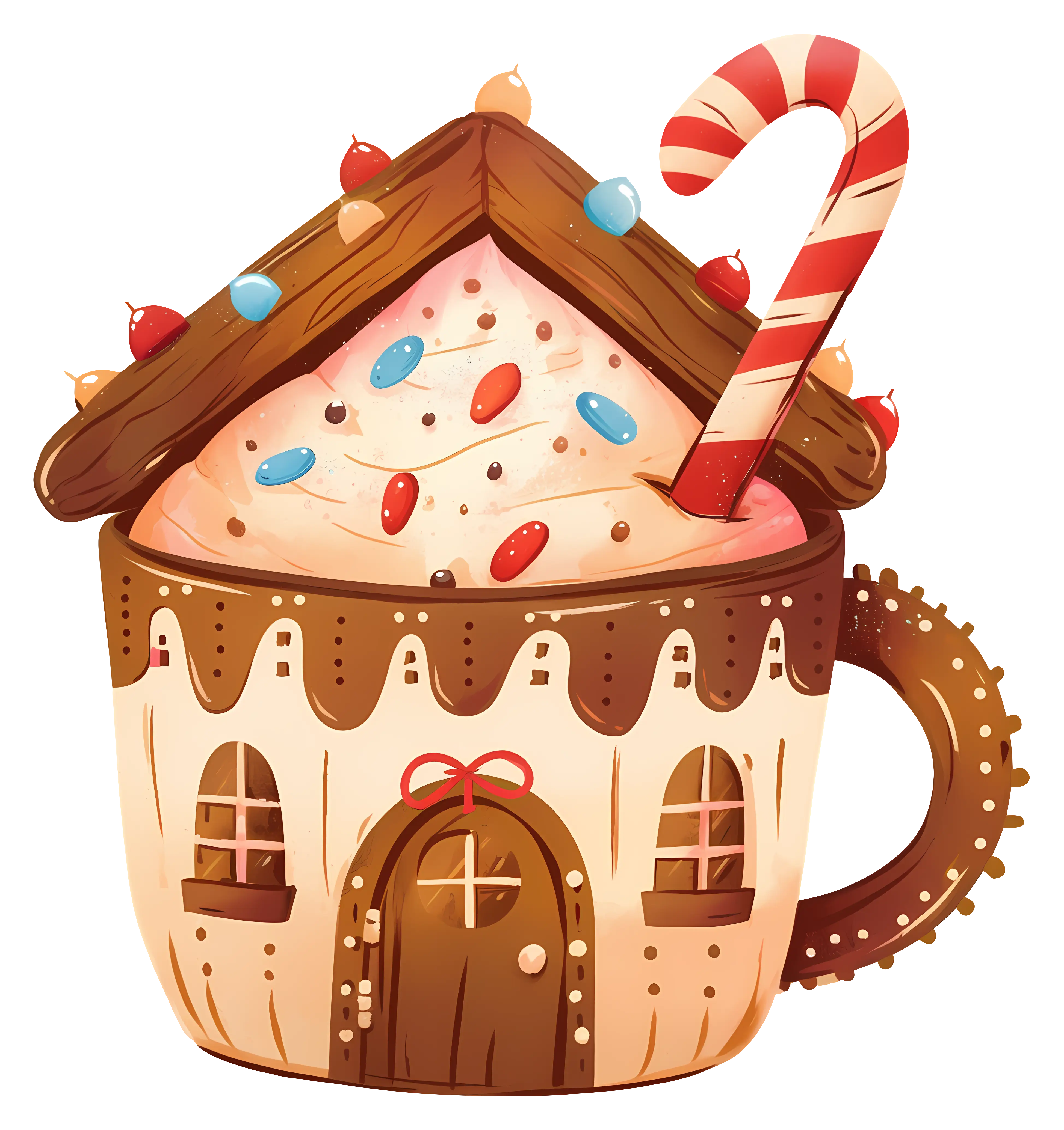 Mug Shaped Gingerbread House with Candy Cane