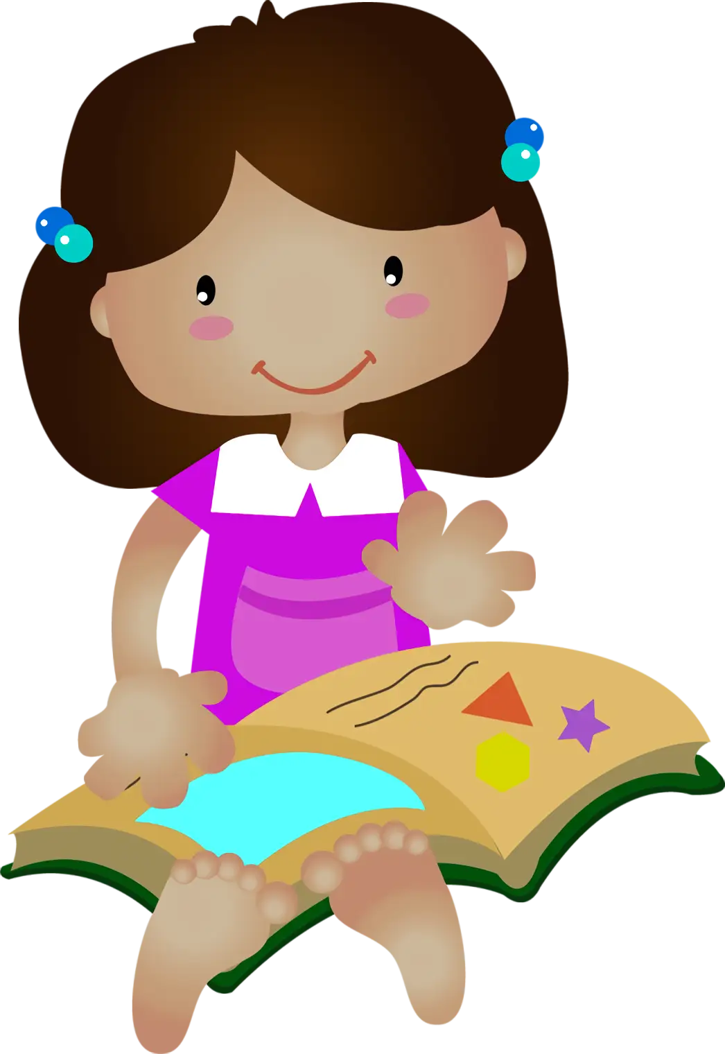 Cartoon Girl Reading a Book