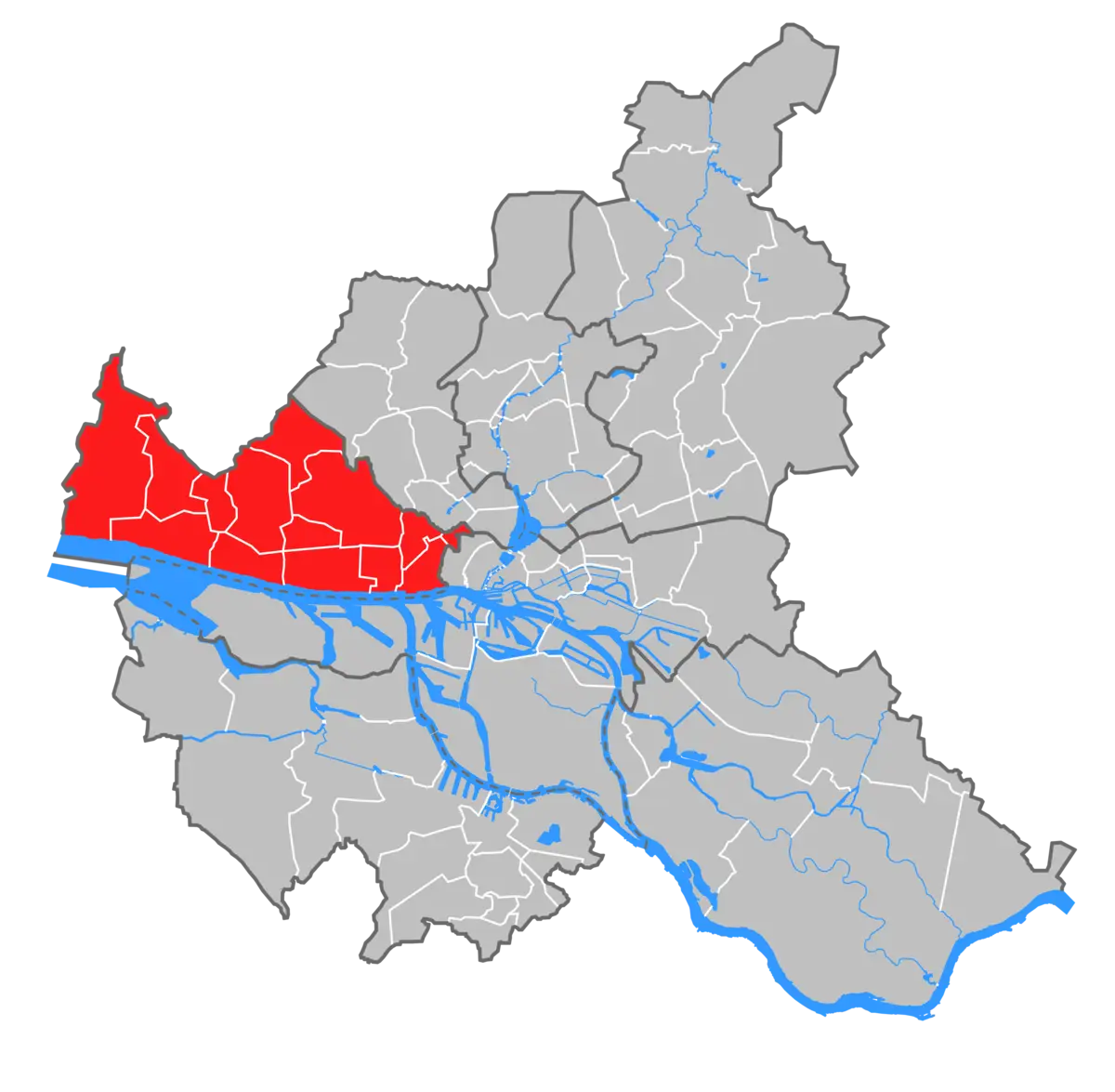 City Map Section with Highlighted Region