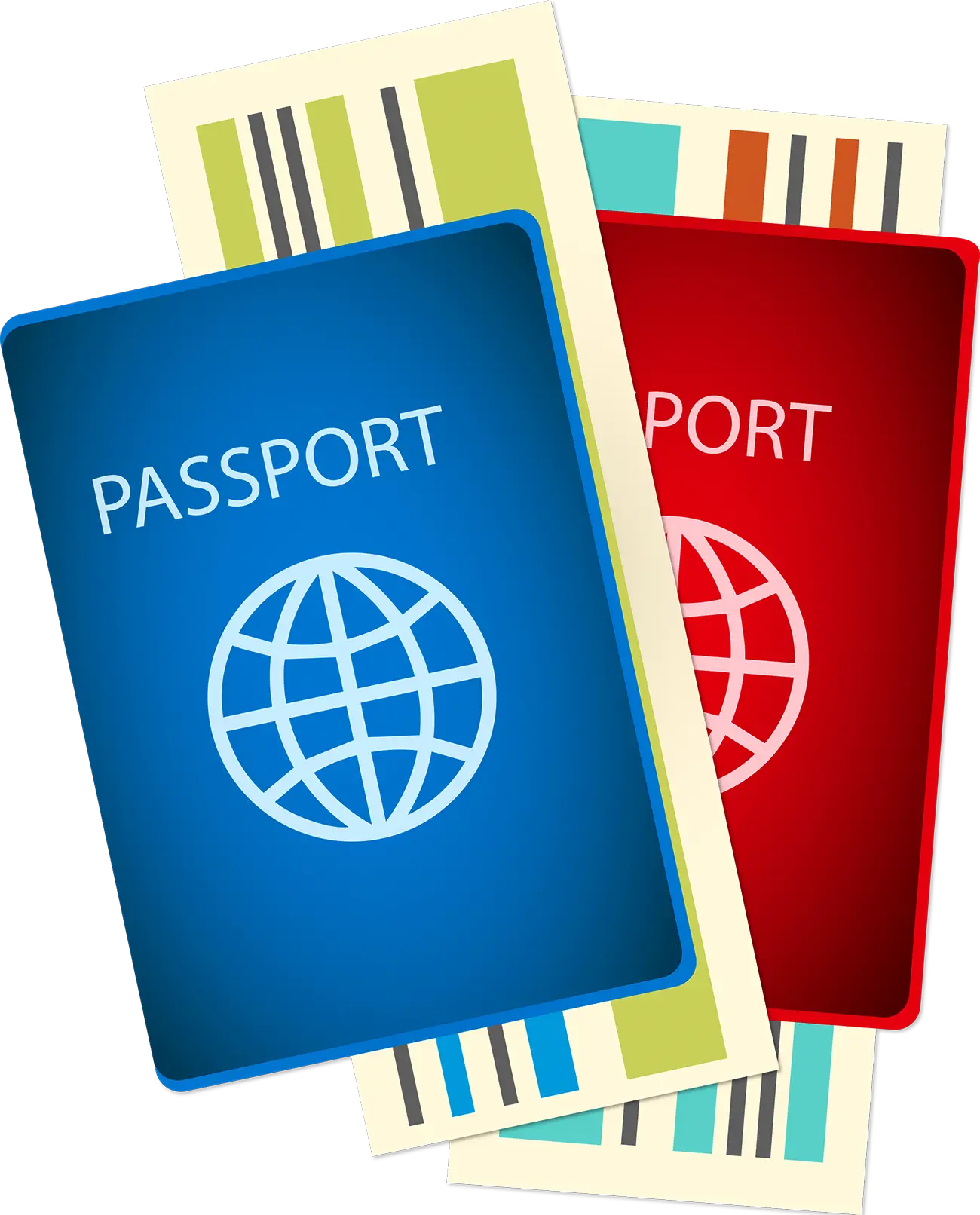 Blue and Red Passport Illustration for Travel