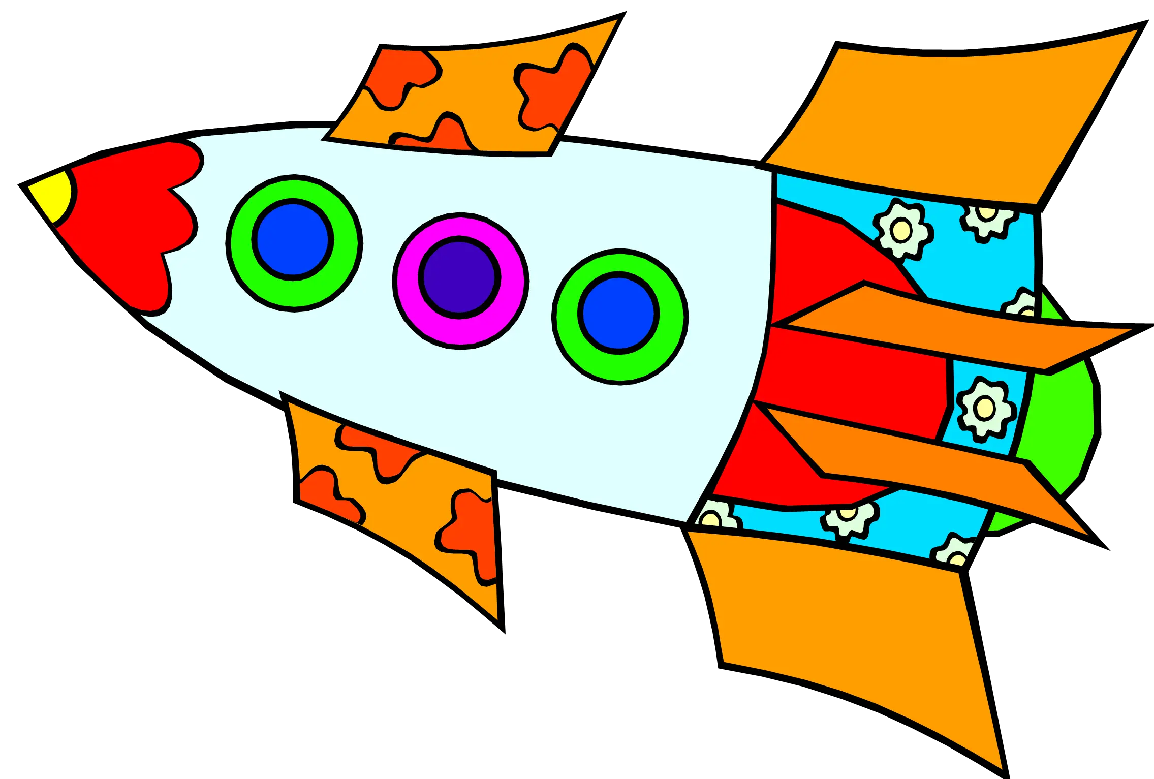 Colorful Cartoon Rocket