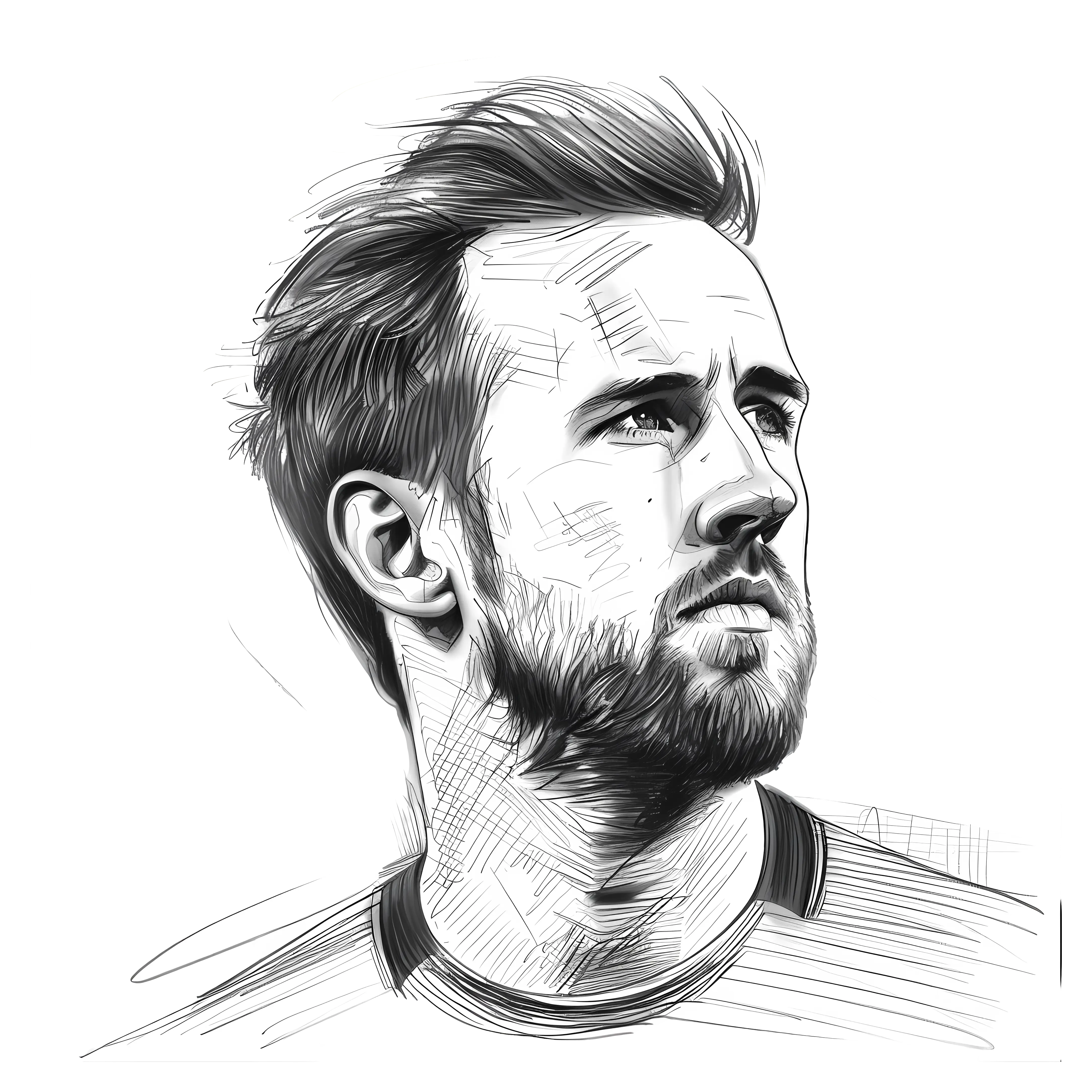 Sketched Portrait of a Man in Black and White