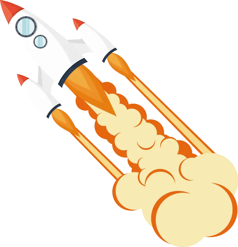 Rocket Launching Illustration with Trail