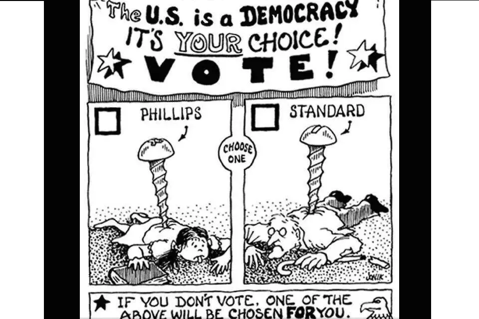 Voting Cartoon with Democracy Theme