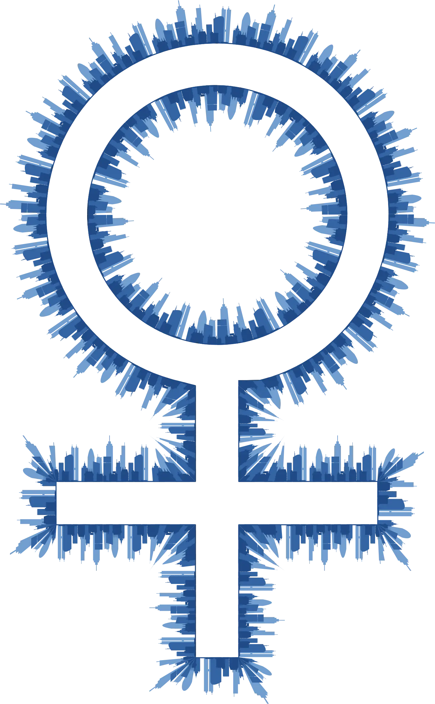 Blue Cityscape Female Symbol
