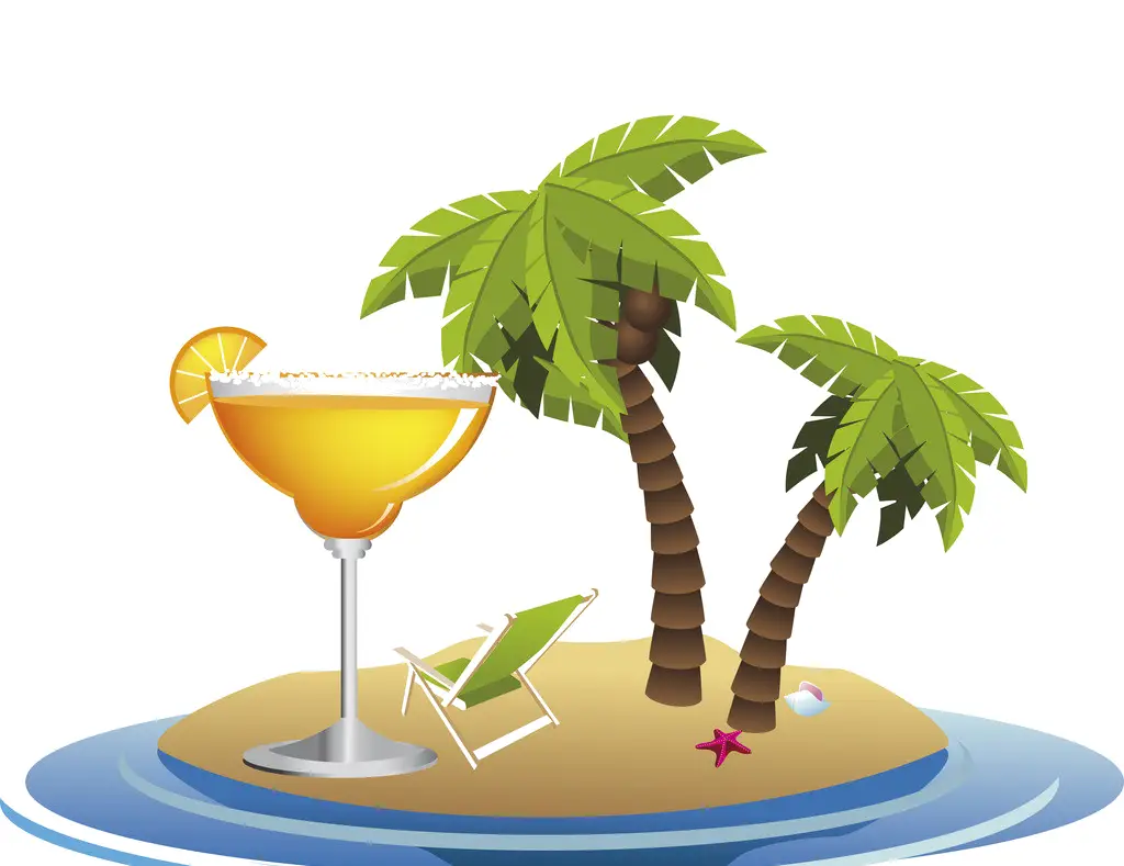 Tropical Island with Cocktail