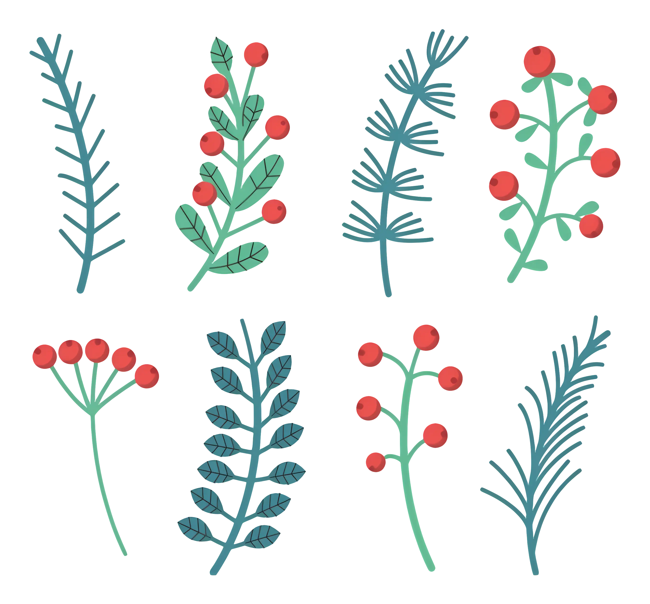 Plant Branches with Red Berries Art