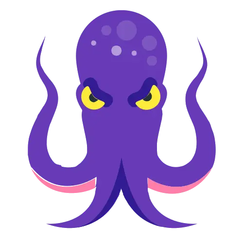 Purple Cartoon Octopus with Yellow Eyes