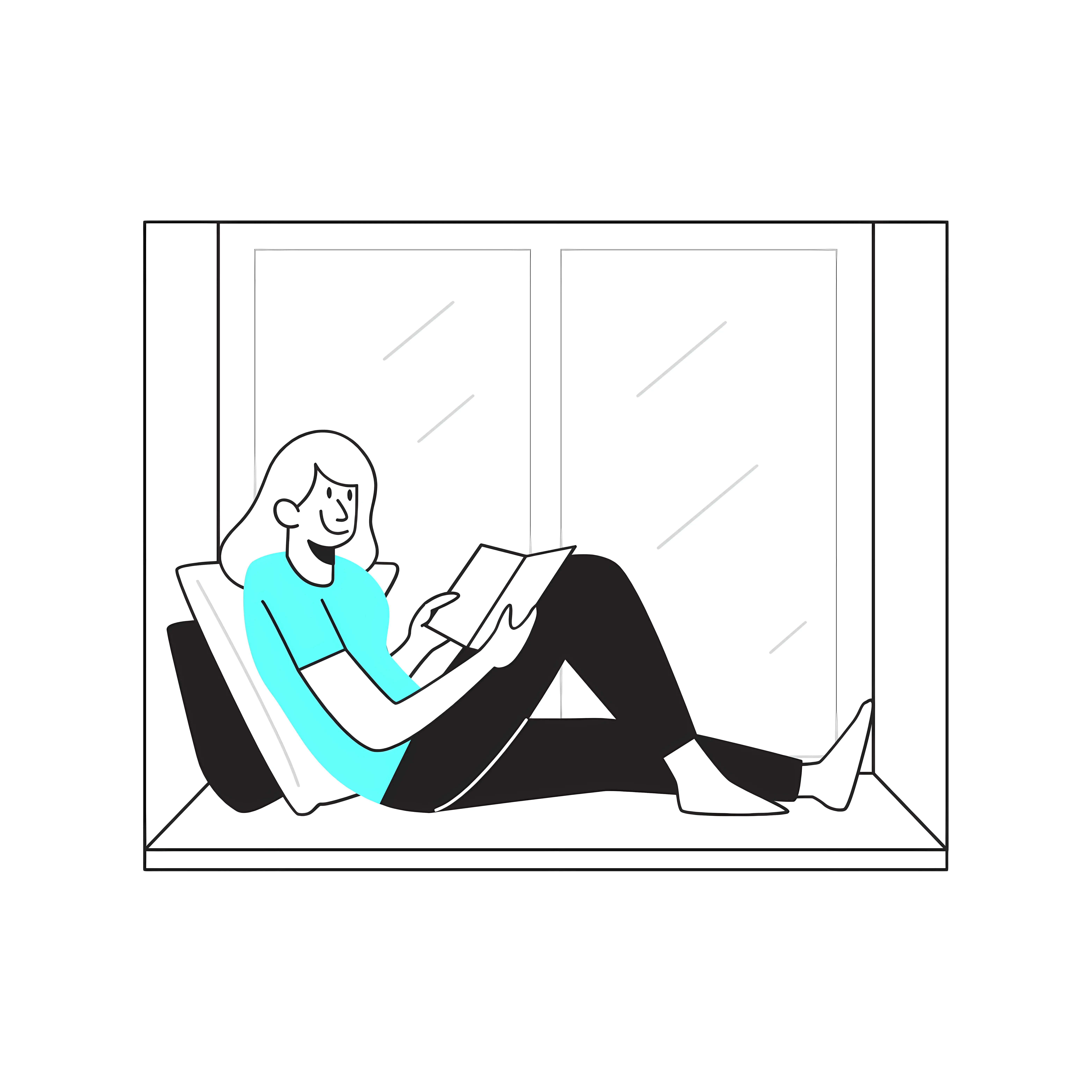 Woman Reading Book by the Window
