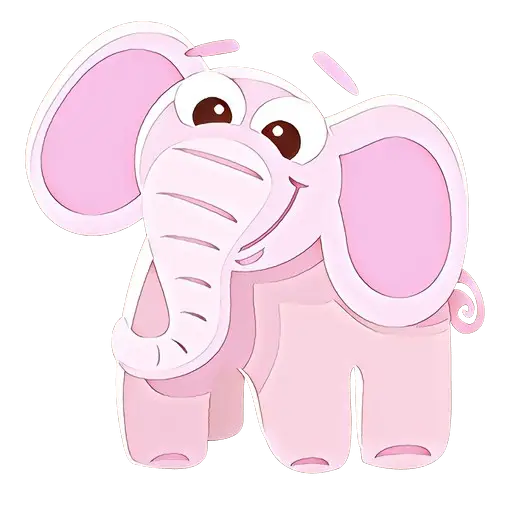 Pink Cute Cartoon Elephant Illustration