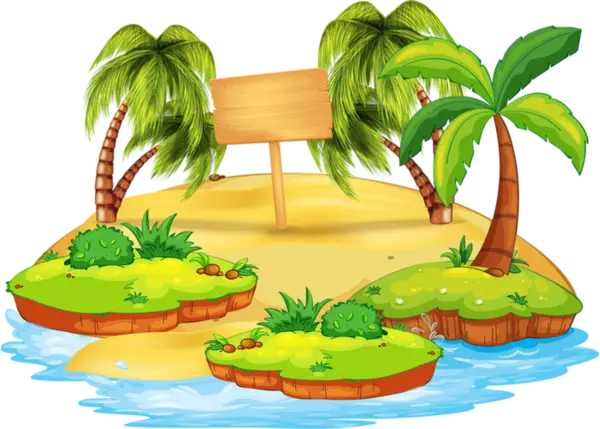 Tropical Island with Palm Trees