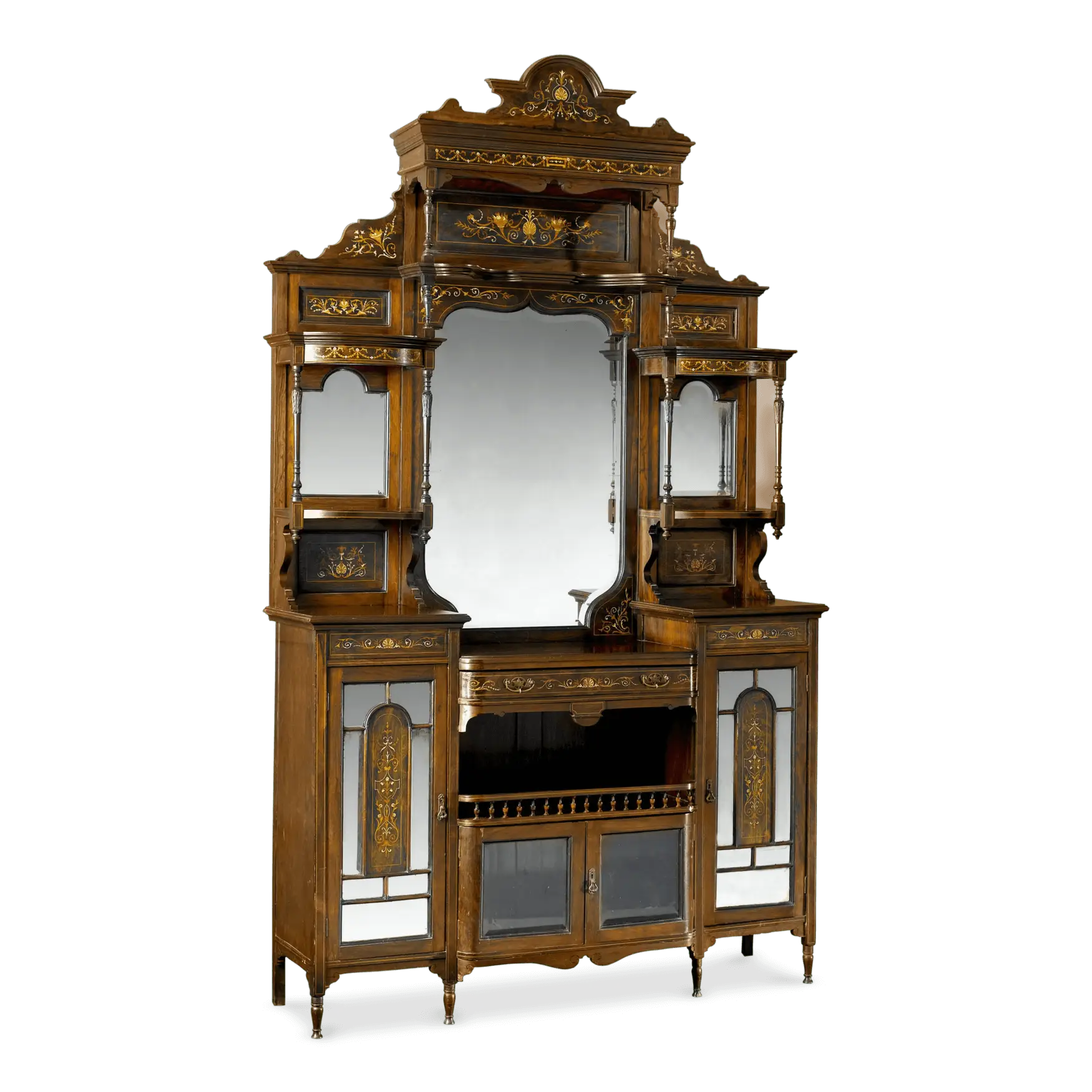 Vintage Antique Wooden Cabinet with Mirror