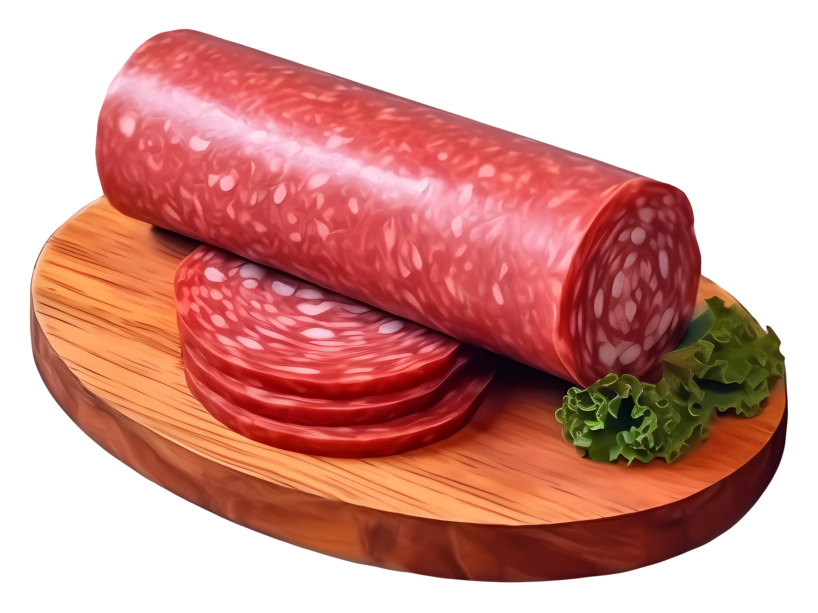 Sliced Salami on a Wooden Serving Board