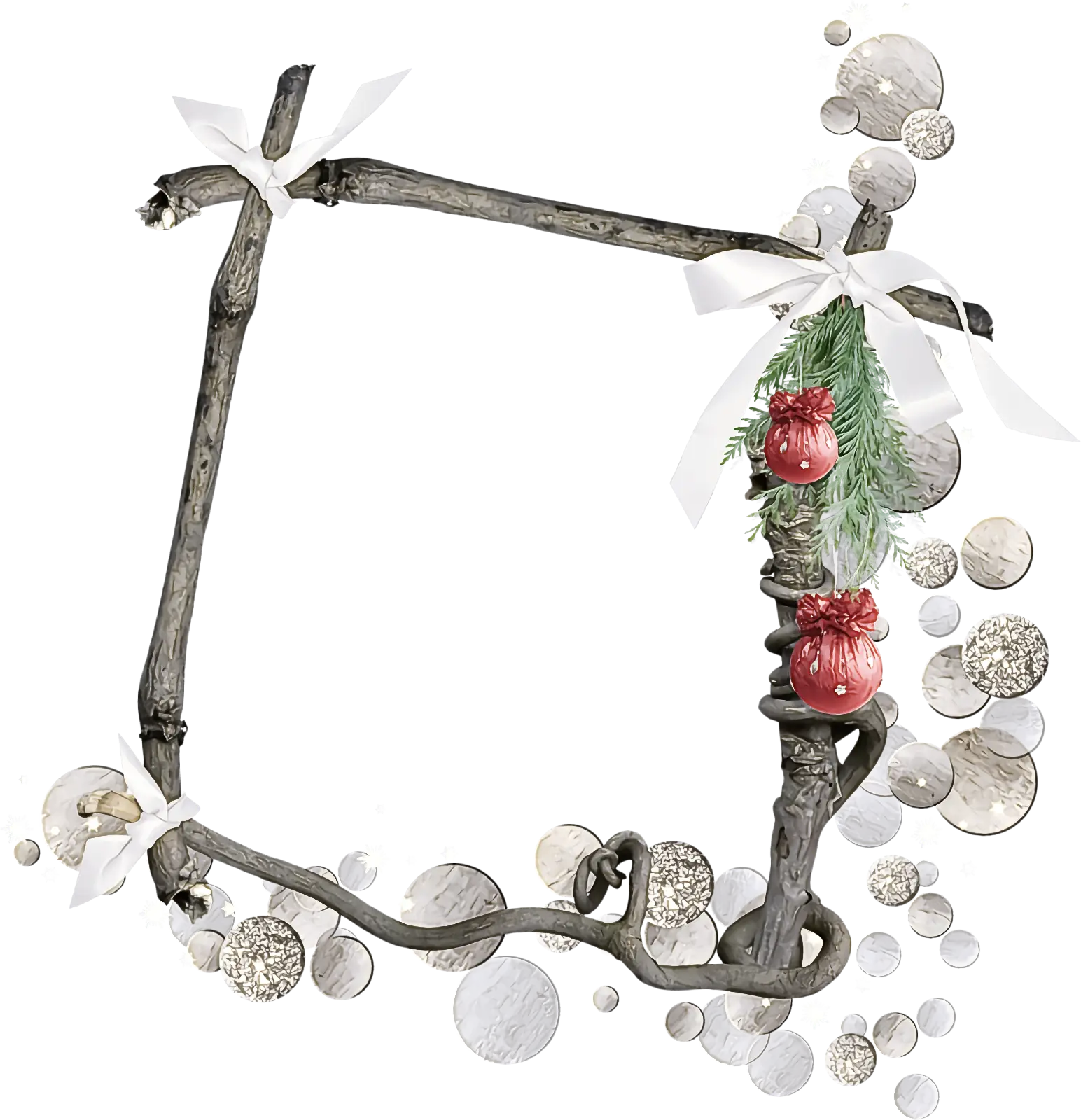 Christmas Decorative Frame with Twigs and Berries
