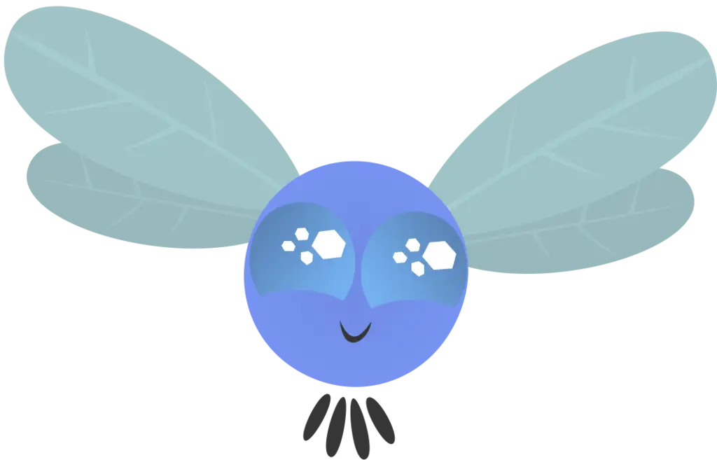 Blue Cartoon Bug with Cute Features