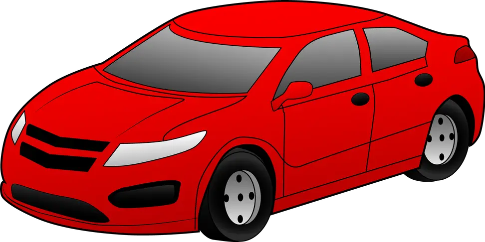 Red Car Illustration in Cartoon Style