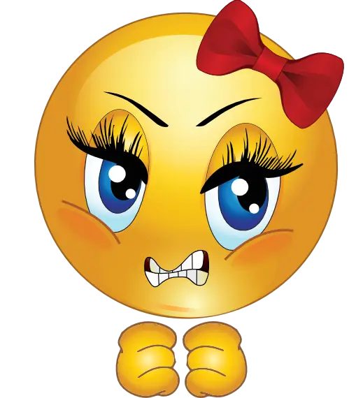 Angry Emoji with Red Bow Cartoon Illustration