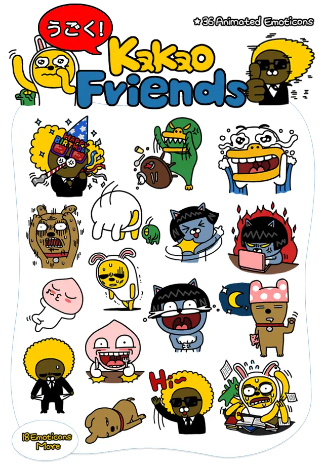 Kakao Friends Cartoon Stickers