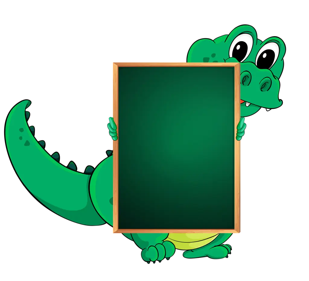 Crocodile Holding Chalkboard