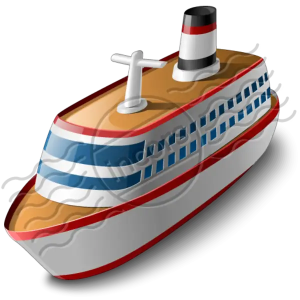 Cartoon Cruise Ship in Flat Style
