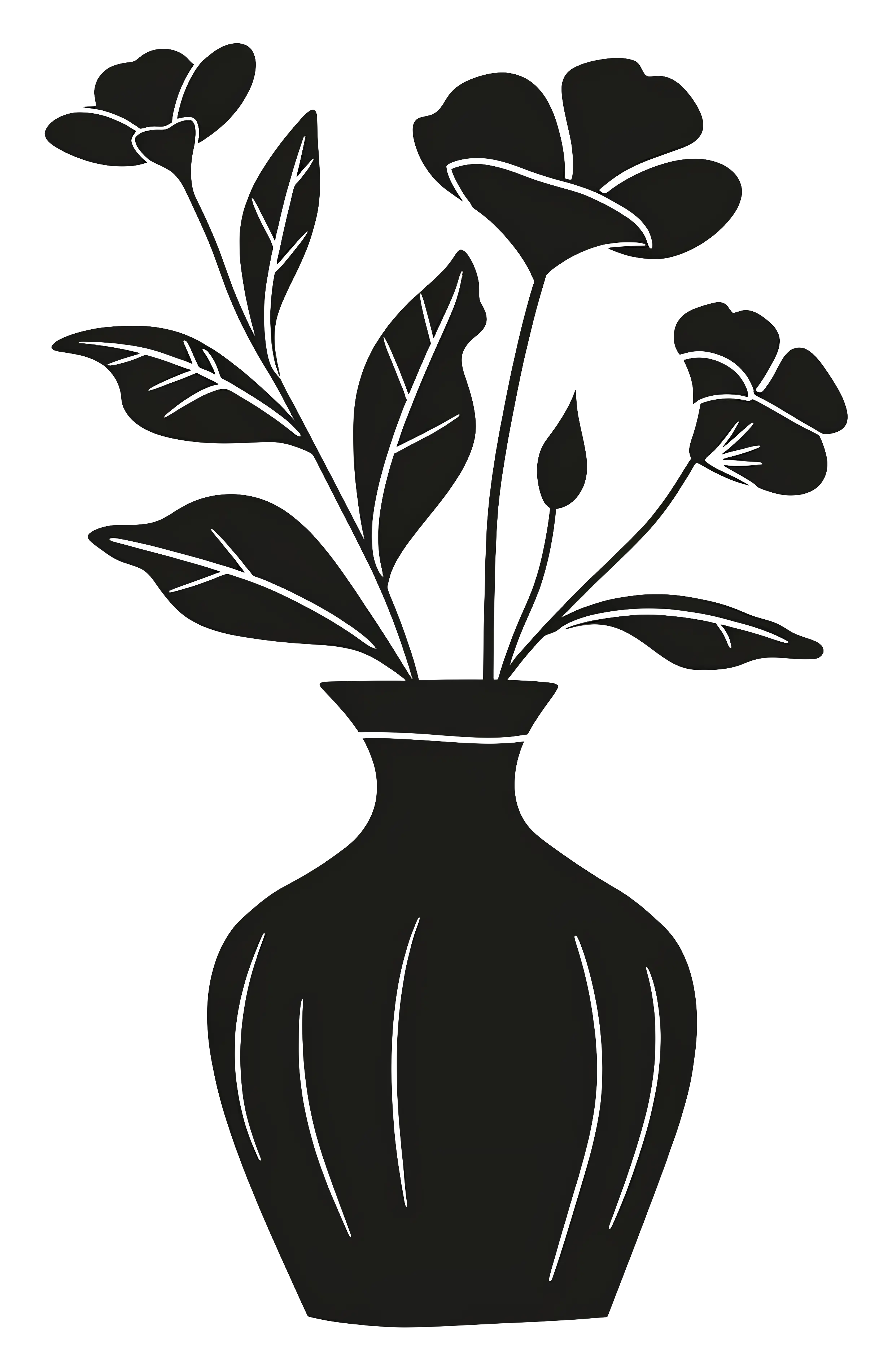 Silhouette of a Vase with Flowers