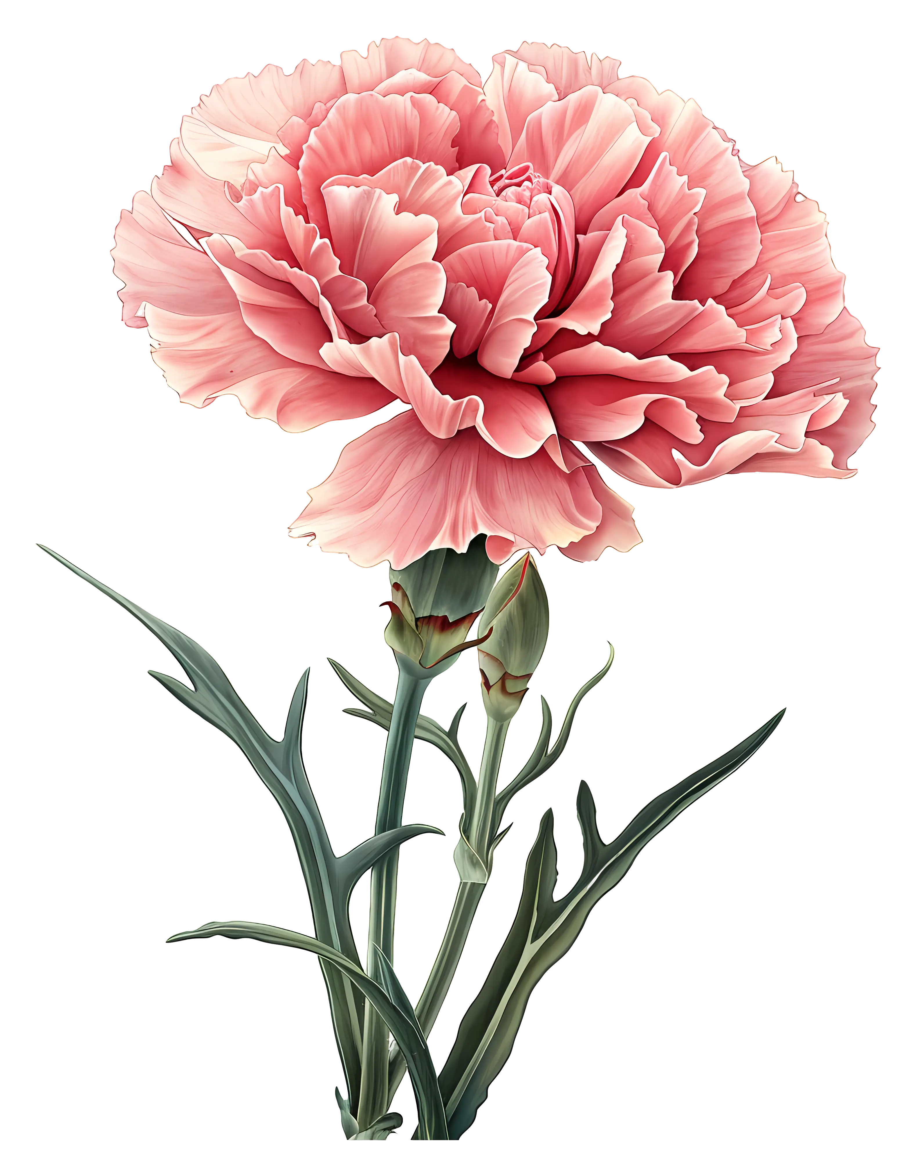 Beautiful Realistic Pink Carnation Flower Illustration