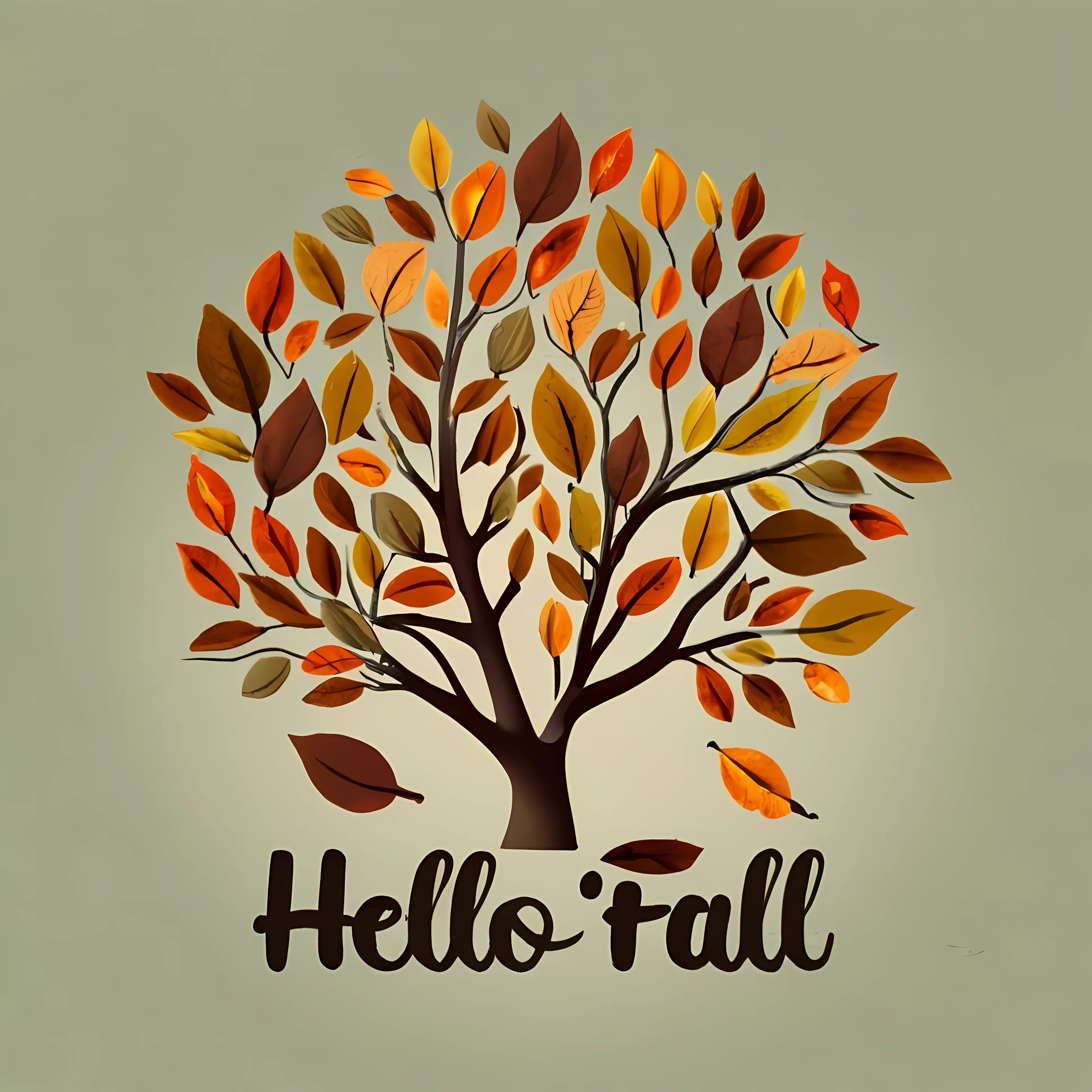 Hello Fall Tree with Leaves