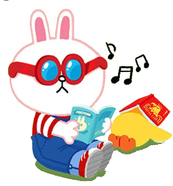 Cartoon Rabbit Reading with Music