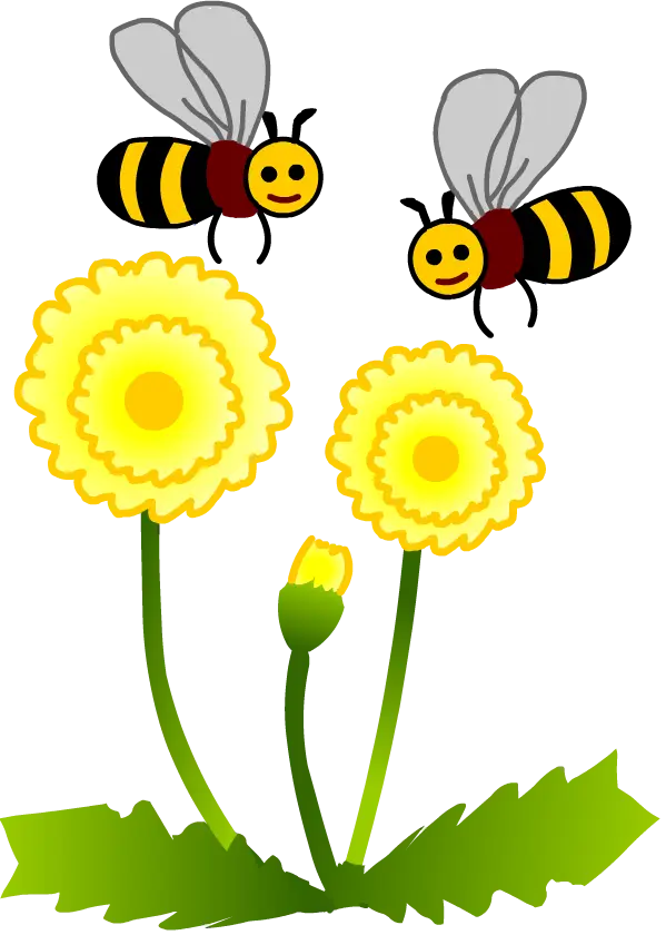 Cute Bees and Flowers Illustration