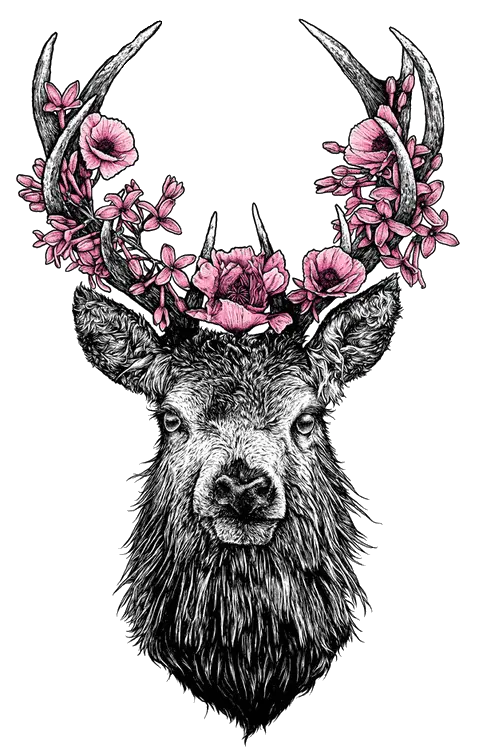 Deer with Floral Antlers