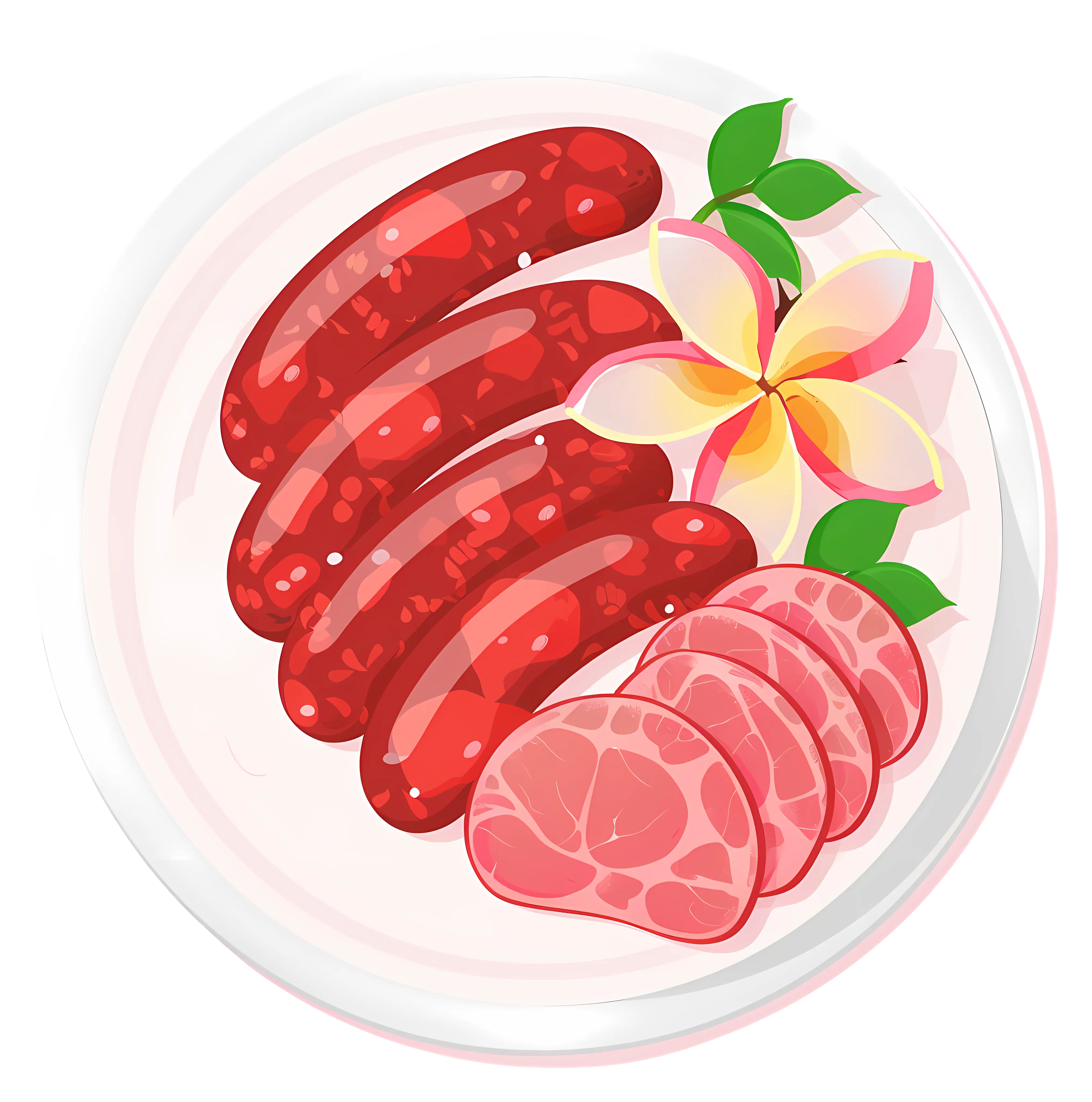 Decorative Plate of Sausages and Ham with Flower